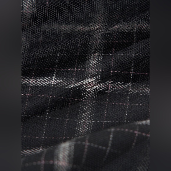 Punk Goth Plaid Mesh Overlay Skirt - Picture 11 of 12